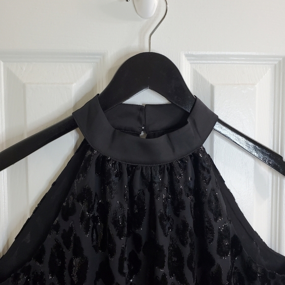 WHBM Leopard Velvet Halter Top Black Size Small 4 - Picture 8 of 10